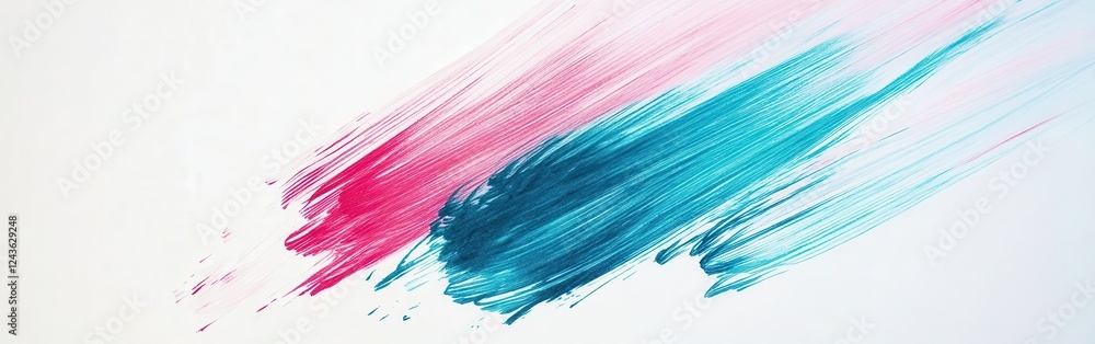 Poster Vibrant color strokes of bold blue and red on a clean white background create an engaging visual effect in an artistic setting