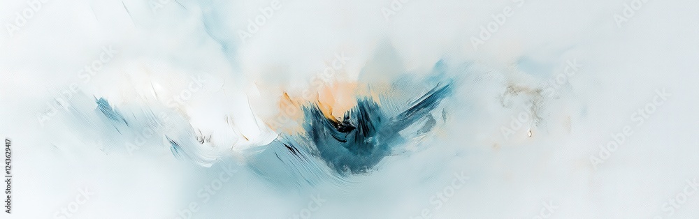 Poster Bold pencil strokes create abstract art on a clean white canvas showcasing fluid movement and serene colors