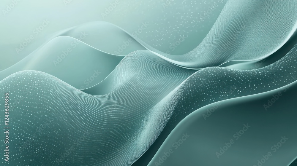 Poster abstract pencil strokes create a beautiful gradient in muted teal shades for a calming and artistic 