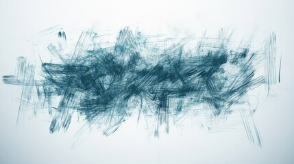 Abstract pencil strokes and random brush marks create a textured composition in a minimalist style