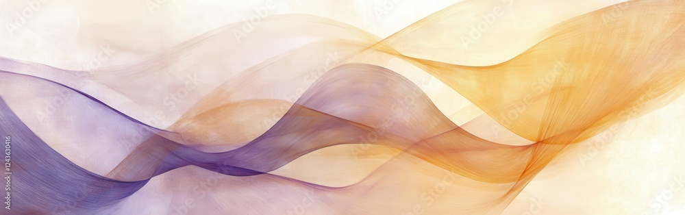 Poster Abstract curves of muted pencil strokes in soft pastel tones creating an elegant visual rhythm