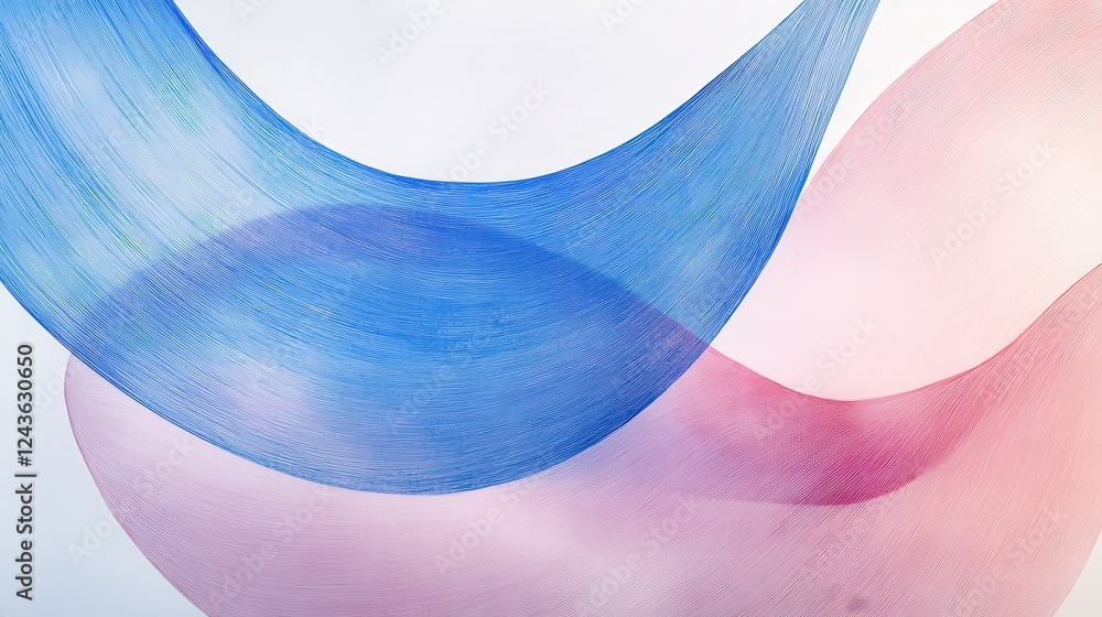 Poster Gradient arcs of pencil strokes creating an abstract composition with soft hues and flowing lines