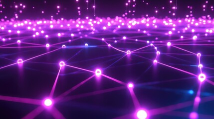 Futuristic mesh grid with glowing nodes