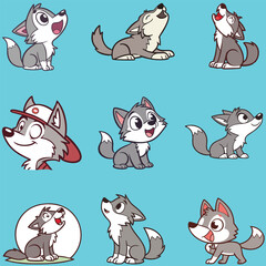 Wolf  kangroo bundle line art and illustrator eps