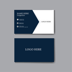 Business Card Simple and Clean template design with dark blue and white 
