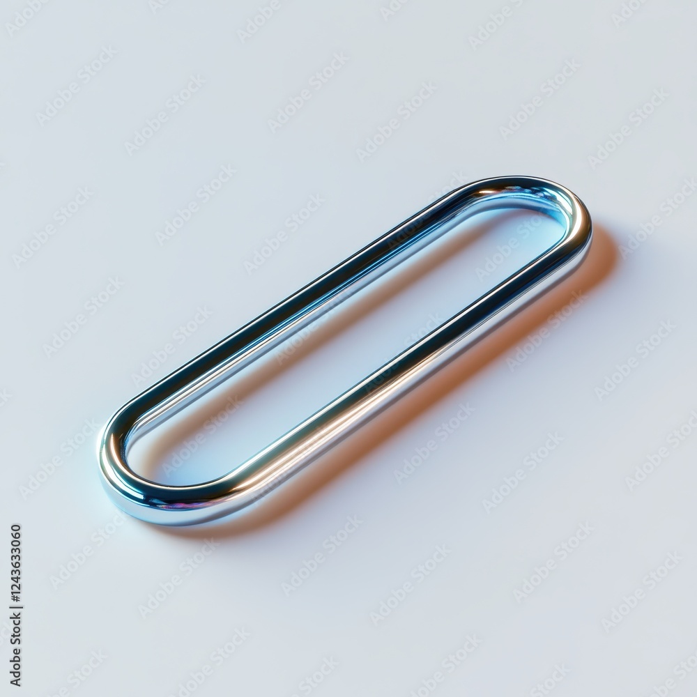 Aufkleber Shiny metallic paperclip resting on a smooth surface reflecting light in a well-lit workspace