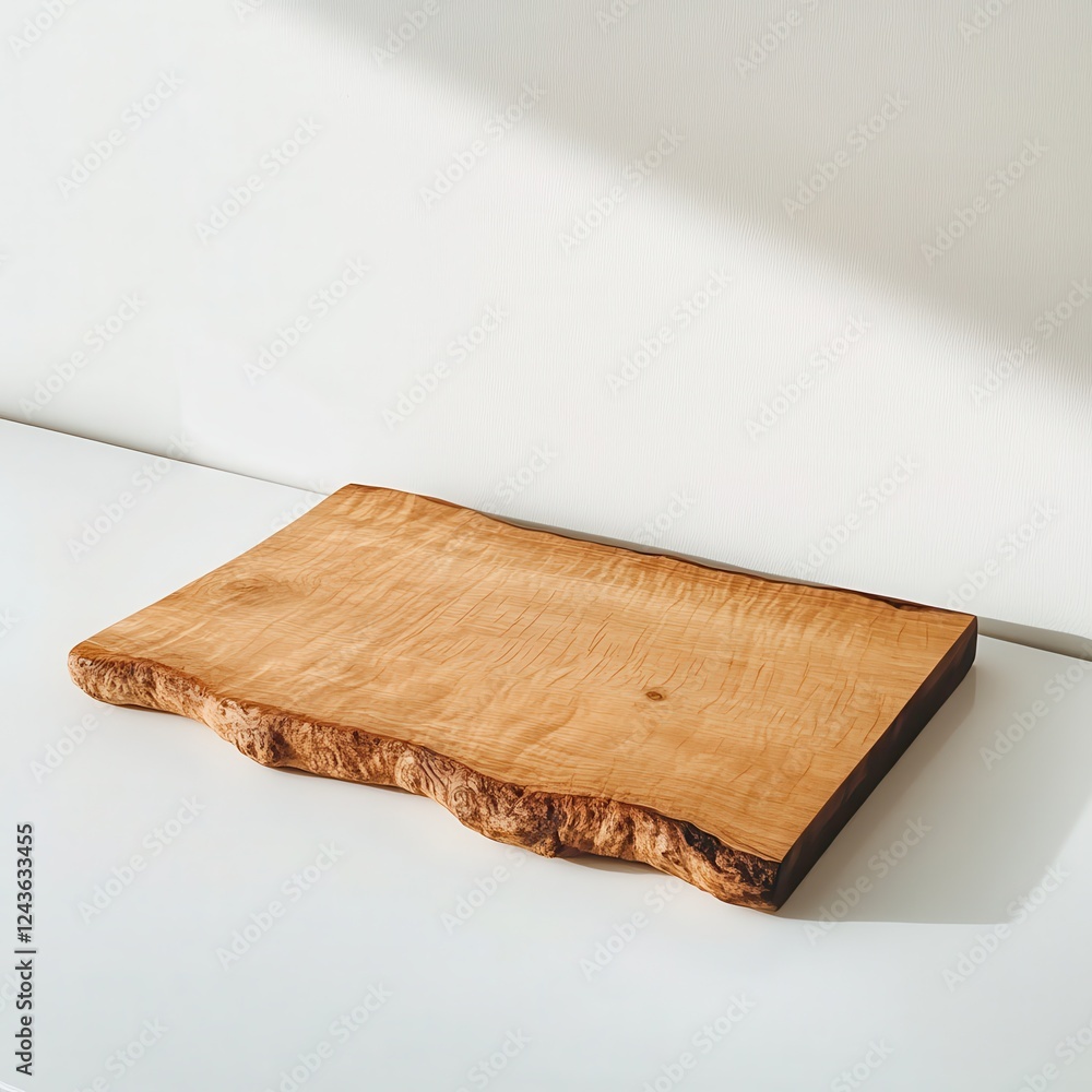 Aufkleber cutting board made of natural wood displayed on a clean surface in a well-lit setting with a minimal