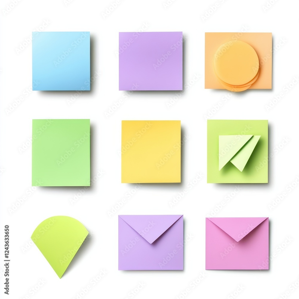 Poster Colorful sticky notes arranged in a creative pattern for organization and brainstorming tasks