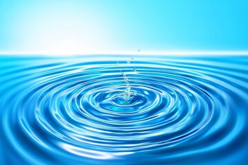 Ripples and Serenity: Water Drop Impact - A single drop creates concentric ripples, symbolizing peace, tranquility, reflection, purity, and the flow of time.  Beautiful water background image.
