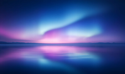 Serene Night Sky with Aurora Borealis Reflected in Still Water