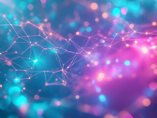 A dreamy display of magenta, turquoise glowing connections.