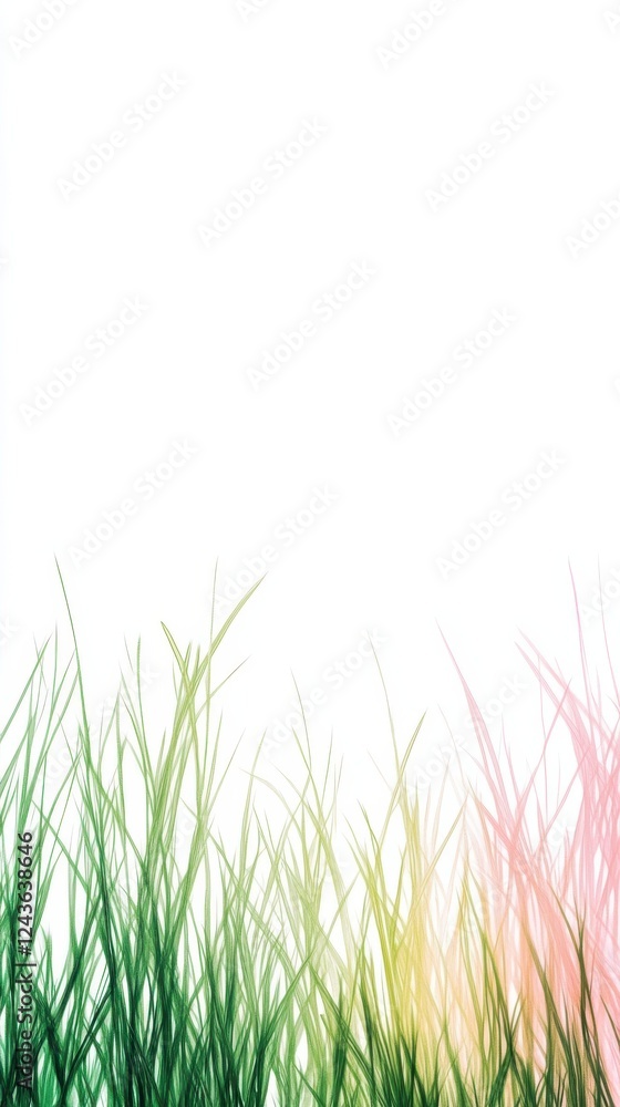 Aufkleber gradient of grass transitioning from vibrant lime green to soft pastel hues under a bright sky