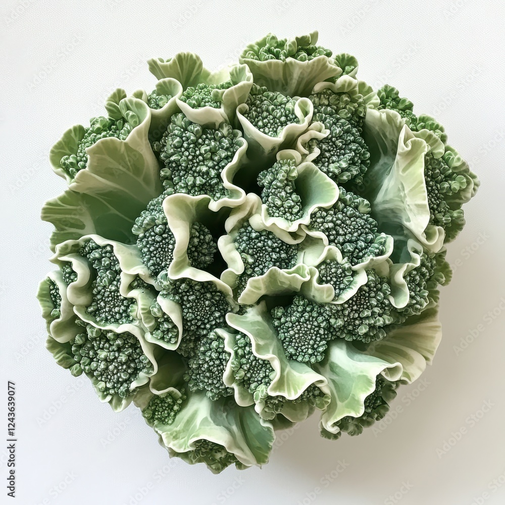 Aufkleber freshly harvested head of broccoli with vibrant green color and intricate texture displayed on a neu