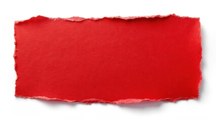Red paper sticker with torn edges on a white background, paper, background,  paper