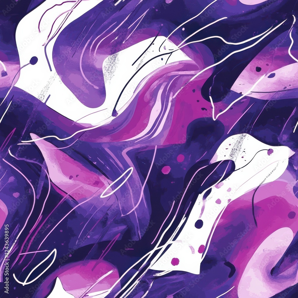 Aufkleber dynamic watercolor doodle with swirling patterns in vibrant purple tones showcasing abstract creativ