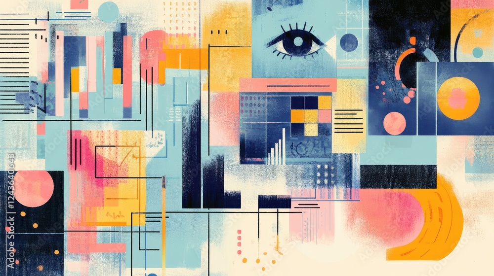 Poster creative depiction of digital wallets showcasing vibrant colors and abstract shapes in a modern desi
