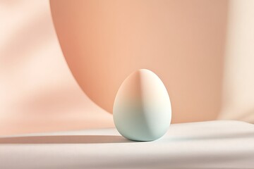 Fototapeta premium A single pastel-colored egg on a minimalist background