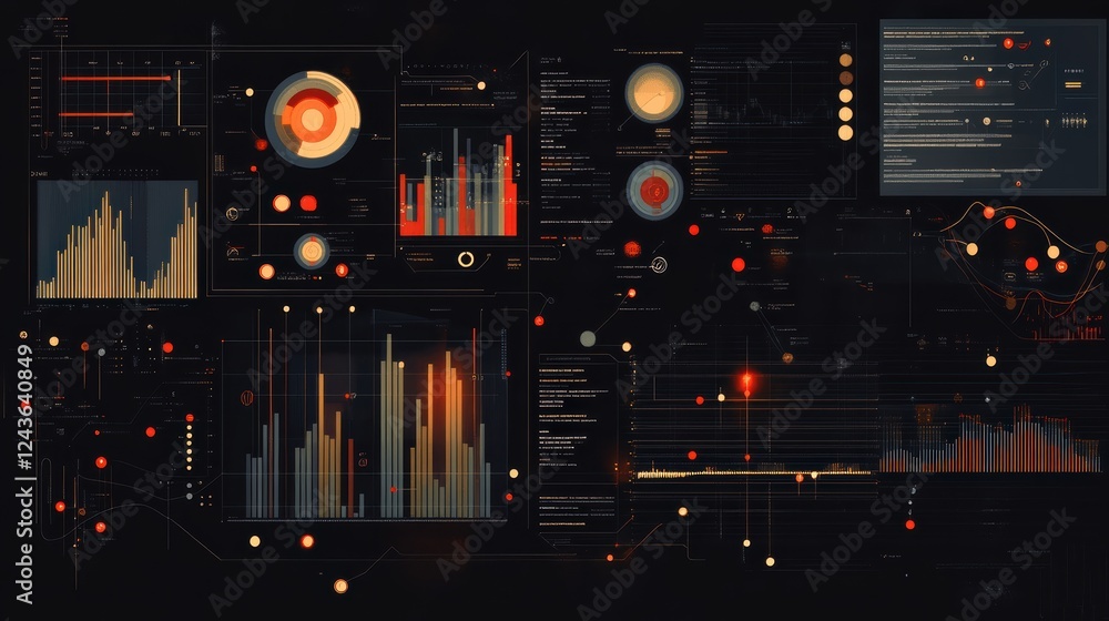Leinwandbilder creative composition depicting glowing data visualizations and analytics in a dark environment