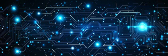 Glowing Circuitry A High-tech Blue Digital Background And Futuristic Texture Pattern