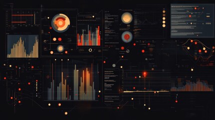 Creative composition depicting glowing data visualizations and analytics in a dark environment
