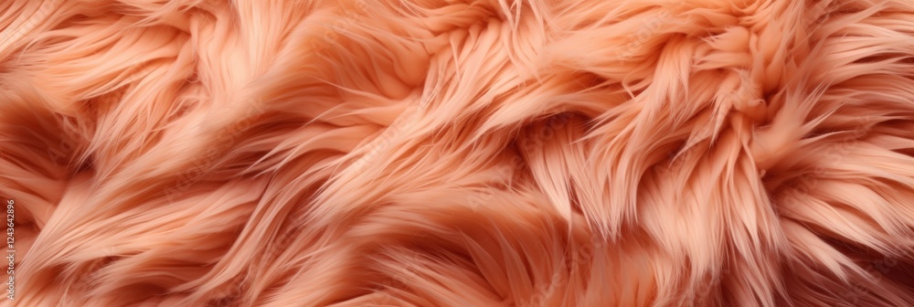 Poster close-up view of textured peach fur that showcases softness and warmth with flowing fibers ideal for