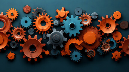 Industrial gear mechanisms workshop photographic display dark background close-up engineering concepts for enhanced understanding