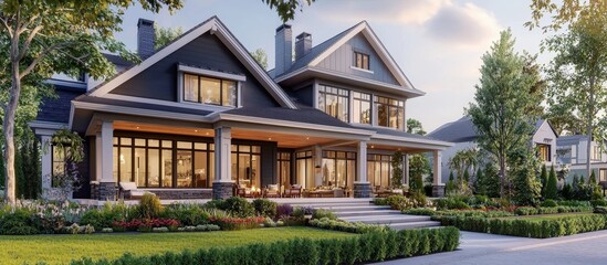 Elegant property showcasing a beautifully maintained garden.