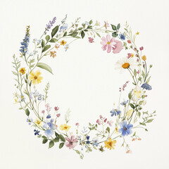 Pastel watercolour Spring Floral Wreath Frame