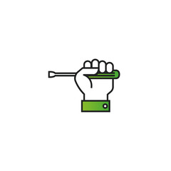 Hand with screwdriver  icon flat vector design