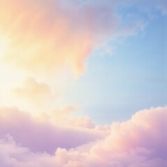 Obraz premium Soft, colorful clouds at dawn, tranquil mood, pastel sky, serene and peaceful atmosphere