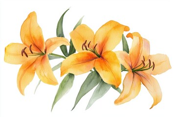 Cheerful Orange Lilies with Vivid Details on White Background