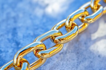 Shiny Gold Chain Links with Glossy Finish - Luxurious gold chain, strength, connection, wealth, success.  Represents unity, resilience, and prosperity.