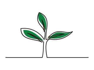 line art growing sprout symbol design vector illustration on transparent background