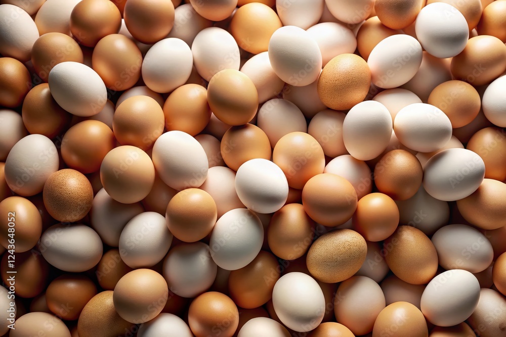 Poster Surreal Egg Stack: A Generative AI Photo of Endless Eggs Filling the Frame