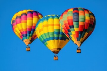 Fototapeta premium Colorful Hot Air Balloons Flying in a Clear Blue Sky