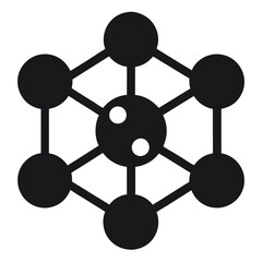 Abstract graphic of interconnected circles, representing a network or molecule.