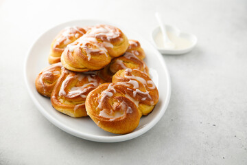 Homemade buns with lemon glaze