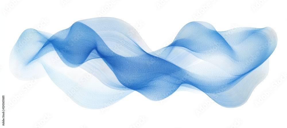Poster abstract blue flowing wave pattern, dynamic and elegant design element on white background