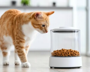 Smart pet feeder with an appcontrolled portion system, modern pet care innovation