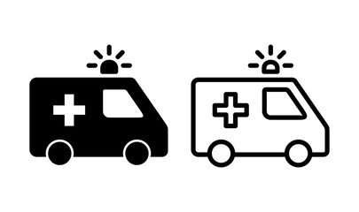 Ambulance icon logo design. ambulance truck sign and symbol. ambulance car