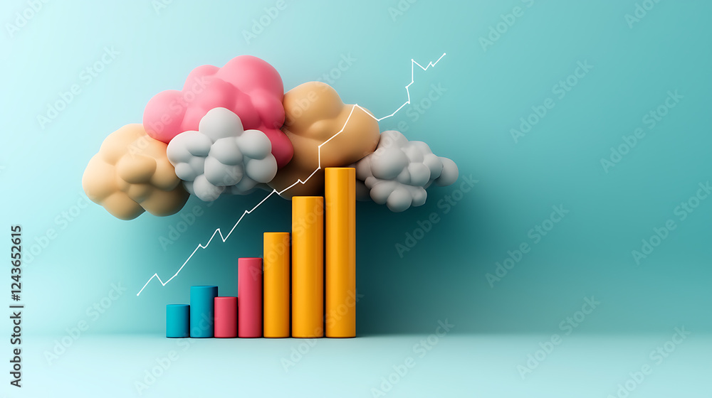 Poster analyzing growth trends in business metrics studio setting digital artwork creative environment abst