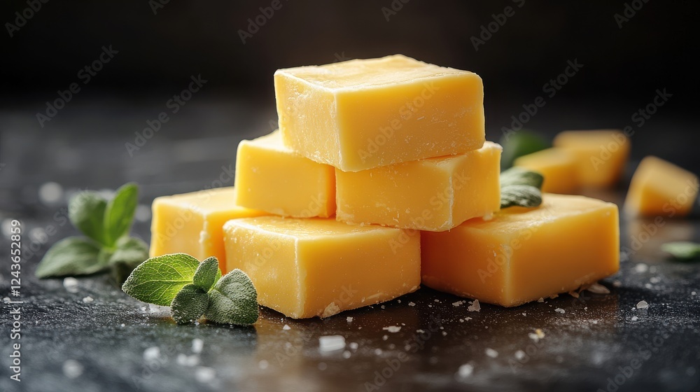Poster butter cube isolated on transparent background