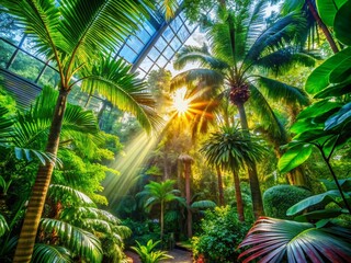 Fototapeta premium Surreal Tropical Rainforest: Multiple Exposure of Lush Green Trees