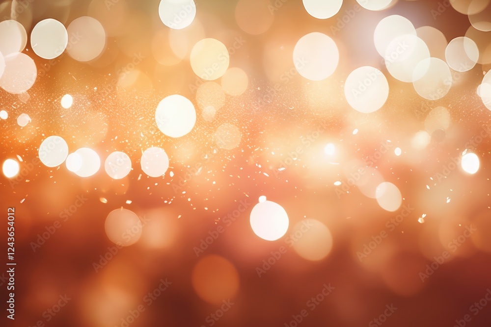 Poster beautiful bokeh lights in a dreamy orange and gold background, creating a soft and magical atmospher