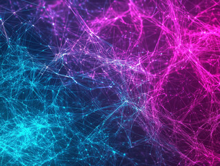 A dreamy display of magenta, turquoise glowing connections.