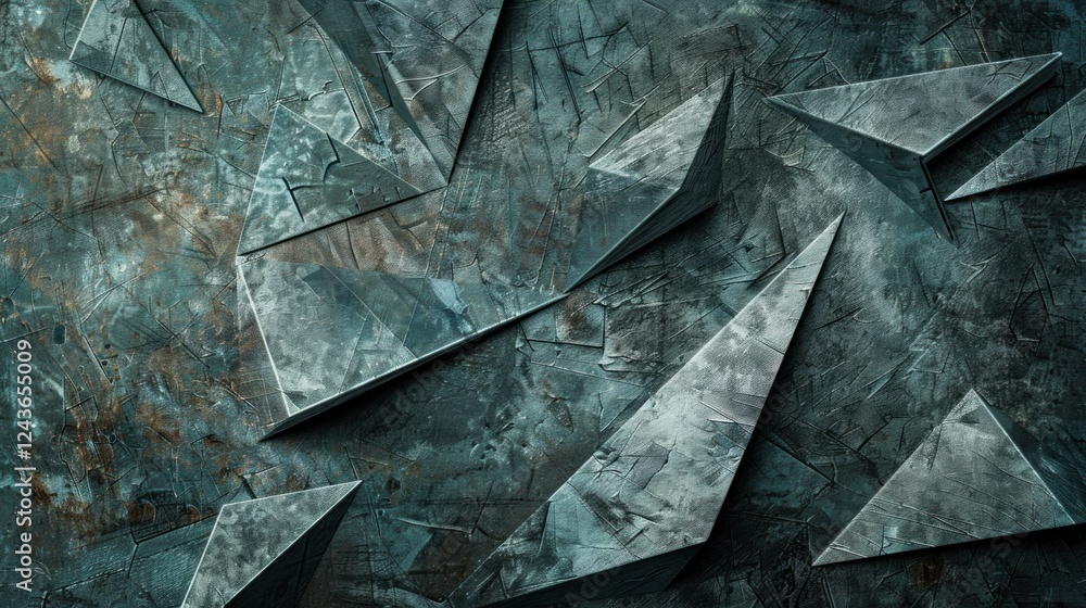 Poster a rough, abstract texture design with sharp angles and varying depths. stock photo --ar 16:9 --style