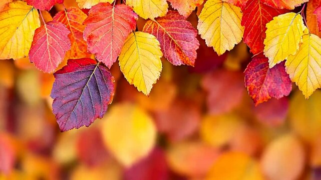Vibrant autumn leaves in red, orange, and yellow embody the essence of fall and Thanksgiving