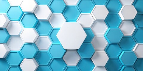 Fototapeta premium Abstract Hexagon Pattern Background Modern Geometric Design in Blue and White
