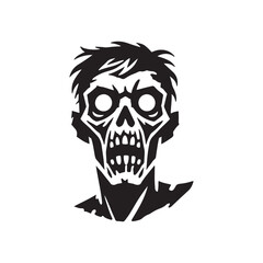 Zombie with missing jaw silhouette