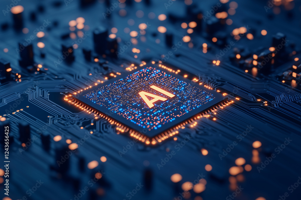 Aufkleber ai chip: a glowing 